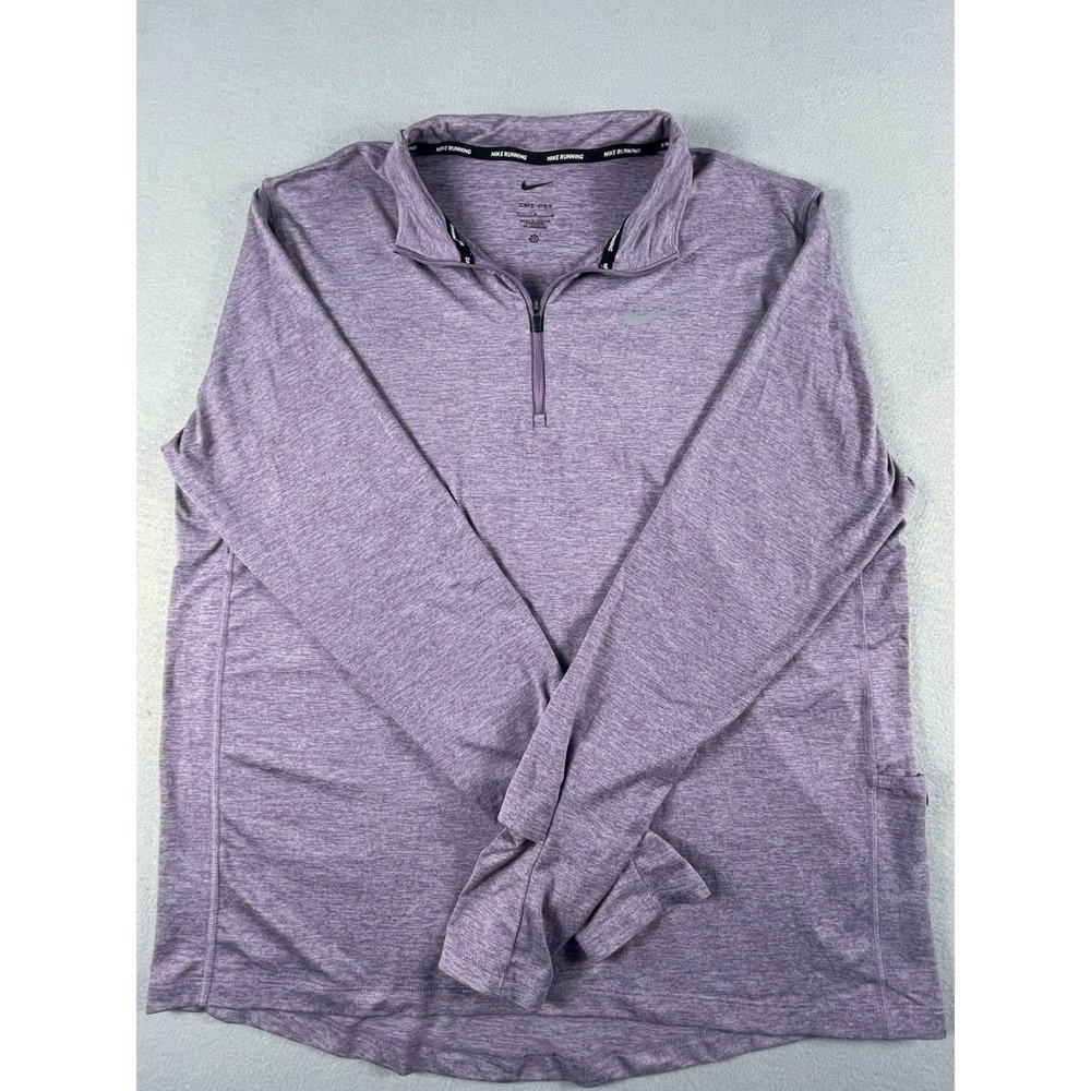 Nike‎ Pullover Womens L Purple Dri-FIT Running 1/4 Zip Heathered Performance Top